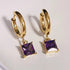 1 pair retro square inlay titanium steel zircon drop earrings