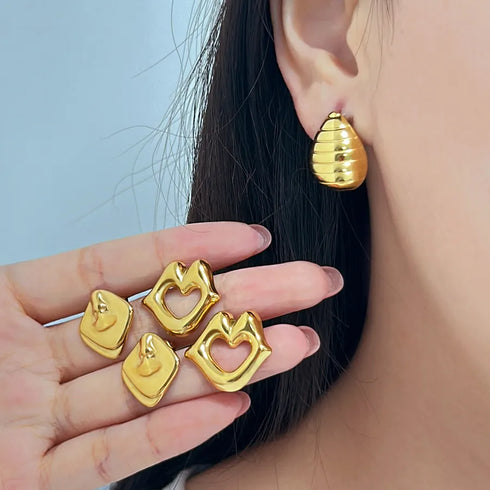 PVD Coated 18K Gold Real Gold Plated Geometric 304 Stainless Steel 316 Stainless Steel Simple Style Commute Waterproof Non Tarnish Ear Studs