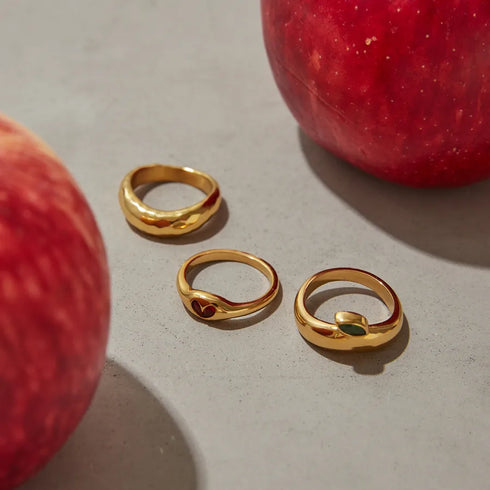 PVD Coated Real Gold Plated Apple 316 Stainless Steel Casual Modern Style Commute Waterproof Non Tarnish Rings