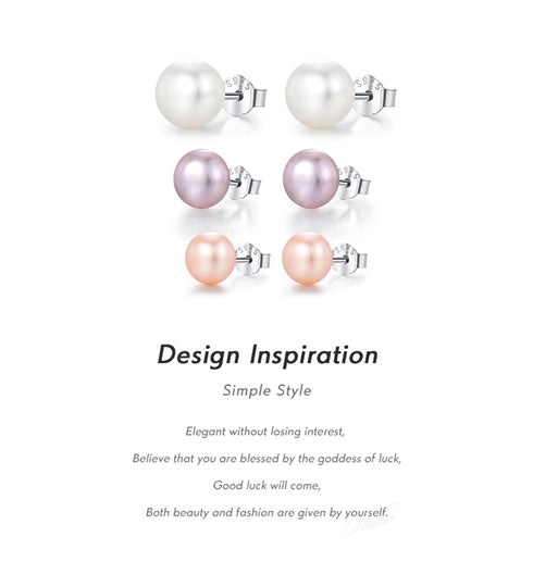 Freshwater pearl sterling silver ear studs
