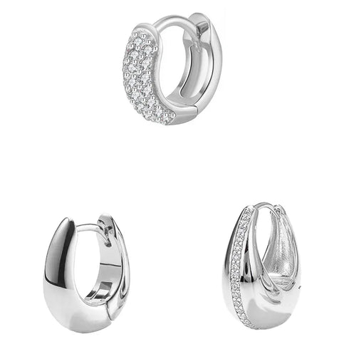 Luxury Zircon Earring Set Tiktok Ins Style Round Shape Gold Plated Copper Jewelry For Party And Daily Use