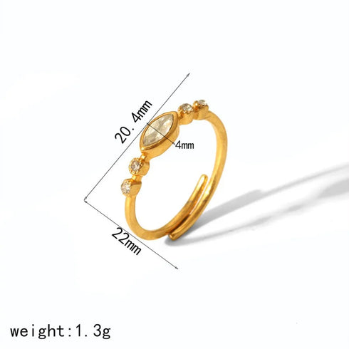 Elegant Stainless Steel Ring With Diamond And Zircon For Women Non-Fading Luxury Style Geometric Pattern Gold Plated Craft