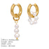 PVD Coated Real Gold Plated Geometric 304 Stainless Steel Freshwater Pearl Elegant Sweet Waterproof Non Tarnish Drop Earrings