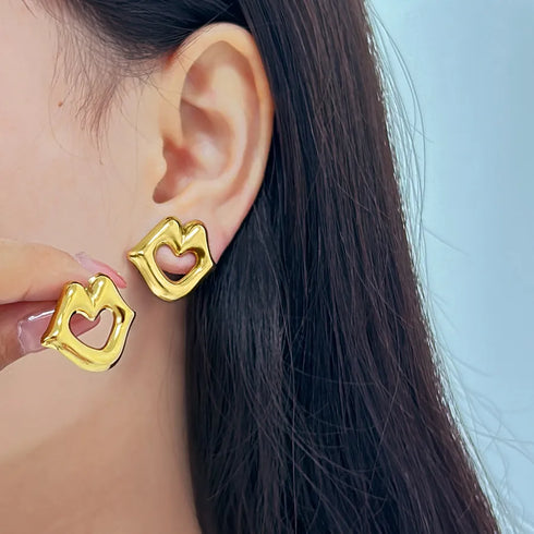 PVD Coated 18K Gold Real Gold Plated Geometric 304 Stainless Steel 316 Stainless Steel Simple Style Commute Waterproof Non Tarnish Ear Studs