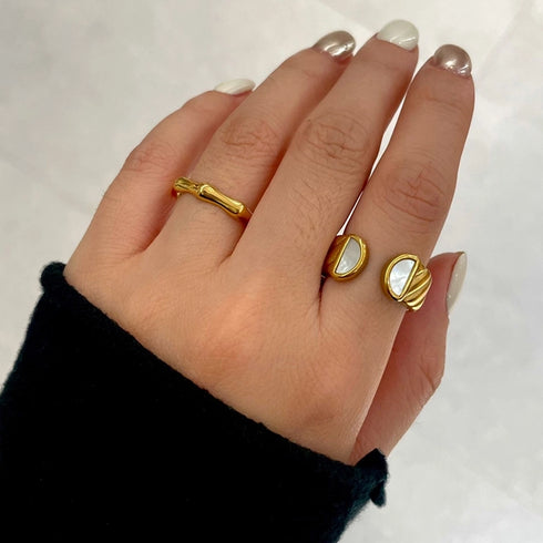 18K Gold Plated Shell Rings