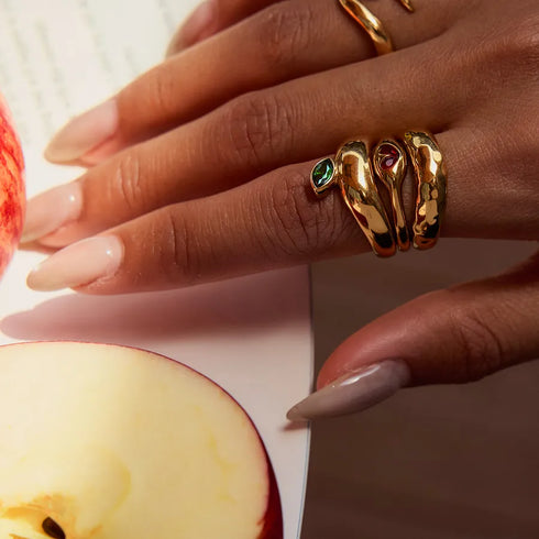 PVD Coated Real Gold Plated Apple 316 Stainless Steel Casual Modern Style Commute Waterproof Non Tarnish Rings