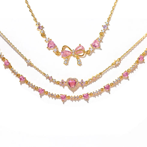 Copper Plating Heart Shape Bow Knot Zircon Bracelets