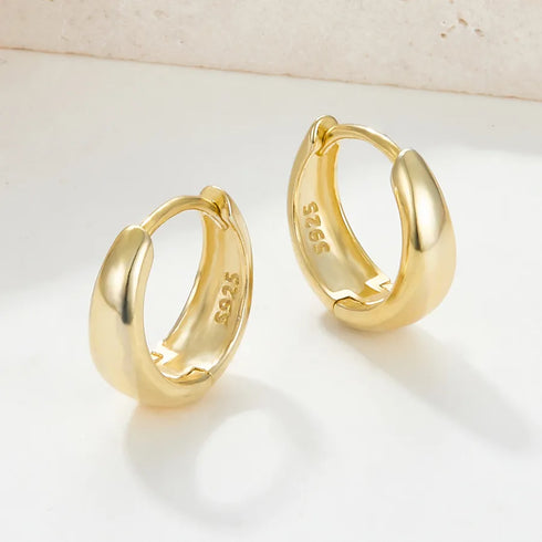 1 Set 925 Sterling Silver Solid Color K Gold Plated White Gold Plated Earrings