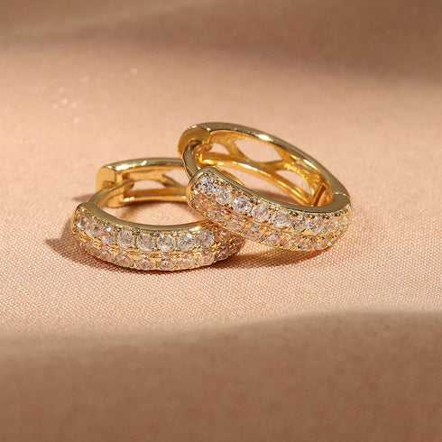 Fashionable Bubble Leaf Zircon Ear Cuff Ultra Shiny Stylish Earring Women's Geometric Pattern Stainless Steel Hoop Earrings