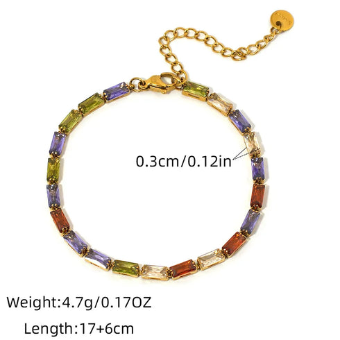 PVD Coated Real Gold Plated 18K Gold Geometric 304 Stainless Steel Imitation Diamond Rhinestone Casual Elegant Retro Waterproof Non Tarnish 304 Stainless Steel Lobster Trigger Clasp Closure Bracelets