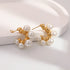 Vintage C-shaped Pearl Earrings Elegant Temperament Water Drop Shape Light Luxury 18K Gold Plated Earrings