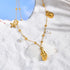 PVD Coated Real Gold Plated 18K Gold Starfish Conch Shell 304 Stainless Steel Casual Vacation Marine Style Waterproof Non Tarnish 304 Stainless Steel Lobster Trigger Clasp Closure Necklace