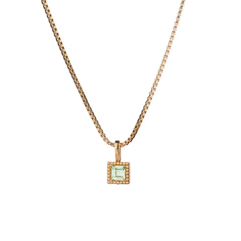 Square 304 Stainless Steel Zircon Pendant Necklace