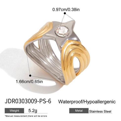 PVD Coated Real Gold Plated Geometric 316 Stainless Steel Classical Romantic Waterproof Non Tarnish Rings Bracelets