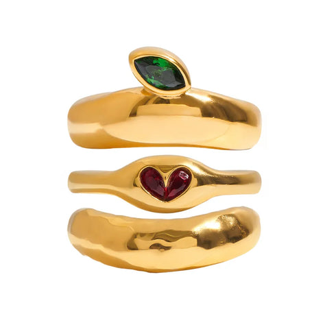 PVD Coated Real Gold Plated Apple 316 Stainless Steel Casual Modern Style Commute Waterproof Non Tarnish Rings