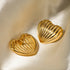 Heart Shape 304 Stainless Steel 18K Gold Plated Ear Studs