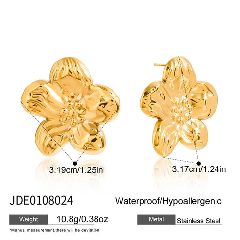 Women's Style - Vintage Style / 18K Gold 304 Stainless Steel Vacuum Electroplated Flower Earrings Pair