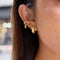 Women's Classic Style 18K Gold Stainless Steel + Rhinestone Threaded White Rhinestone Earrings Pair