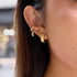 Women's Classic Style 18K Gold Stainless Steel + Rhinestone Threaded White Rhinestone Earrings Pair