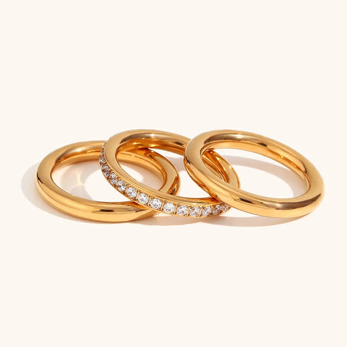 PVD Coated Real Gold Plated 18K Gold Geometric Titanium Steel Waterproof Non Tarnish Rings