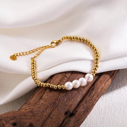 Freshwater pearl 18k gold plated bracelets