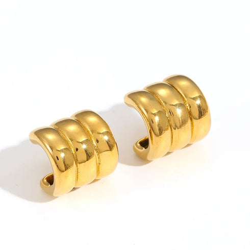PVD Coated Real Gold Plated 18K Gold Geometric 304 Stainless Steel IG Style Waterproof Non Tarnish Ear Studs