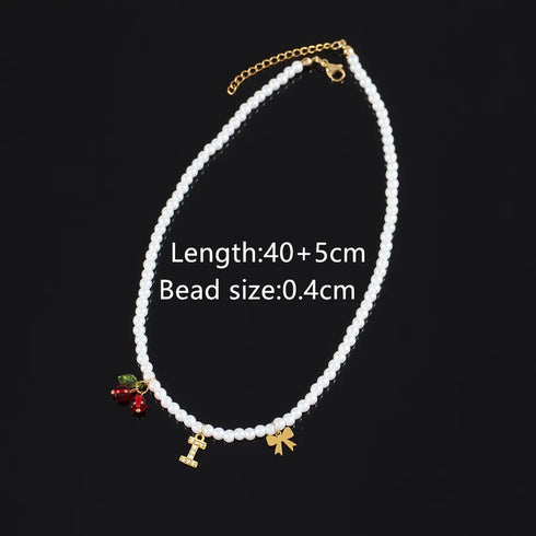 Elegant Classic Style Letter Cherry Artificial Pearl Necklaces Wholesale