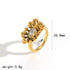 Elegant Stainless Steel Ring With Diamond And Zircon For Women Non-Fading Luxury Style Geometric Pattern Gold Plated Craft