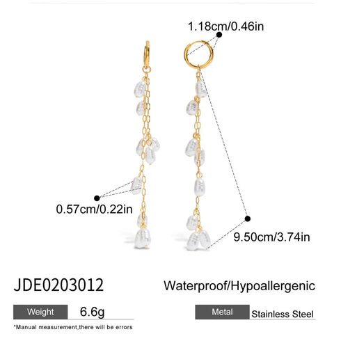 PVD Coated Real Gold Plated Geometric 304 Stainless Steel Elegant Commute Waterproof Non Tarnish Drop Earrings