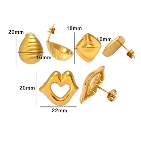 PVD Coated 18K Gold Real Gold Plated Geometric 304 Stainless Steel 316 Stainless Steel Simple Style Commute Waterproof Non Tarnish Ear Studs