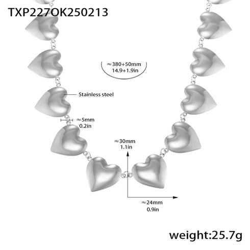 Heart Shape Stainless Steel 18K Gold Plated cute girls