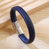 Stainless Steel Leather Braid Men's Bangle