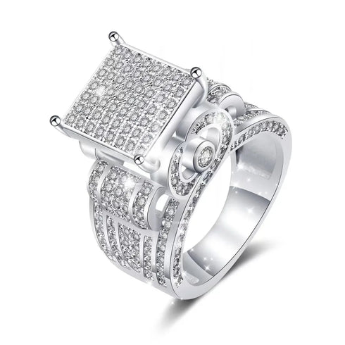 Jewelry Hip-Hop Retro Geometric Copper Zircon Rings