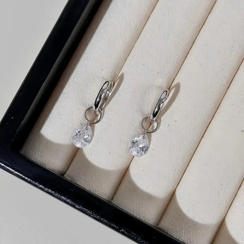 S925 Pure Silver 14K Gold Plated Waterdrop Earrings Women's Unique Design Sensation Ear Jewelry Simple Style Geometric Pattern