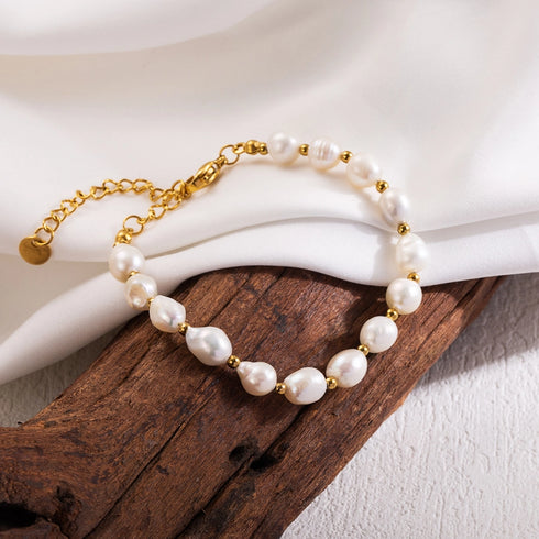 Freshwater pearl 18k gold plated bracelets