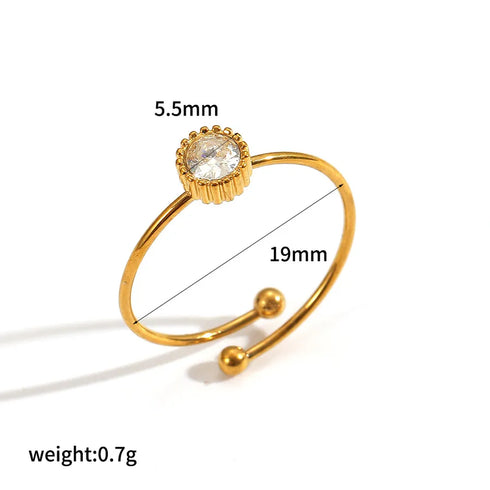 Elegant Stainless Steel Ring With Diamond And Zircon For Women Non-Fading Luxury Style Geometric Pattern Gold Plated Craft
