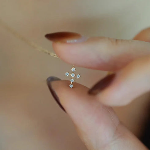 Miniature S925 Silver 14K Gold Plated Cross Pendant Ultra-Luxurious Micro-Set Daily Commute Suitable Geometric Pattern Necklace