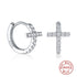 1 Pair 925 Sterling Silver Cross Zircon Earrings