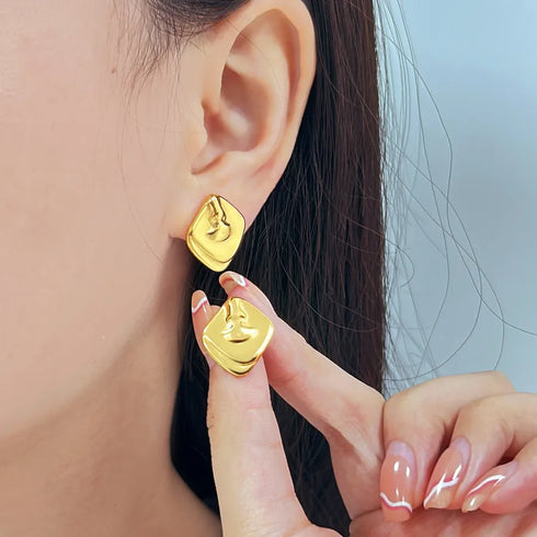 PVD Coated 18K Gold Real Gold Plated Geometric 304 Stainless Steel 316 Stainless Steel Simple Style Commute Waterproof Non Tarnish Ear Studs
