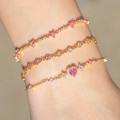 Copper Plating Heart Shape Bow Knot Zircon Bracelets