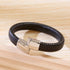 Stainless Steel Leather Braid Men's Bangle
