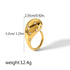 Elegant Stainless Steel Ring With Diamond And Zircon For Women Non-Fading Luxury Style Geometric Pattern Gold Plated Craft