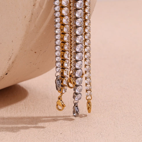 Tennis Stainless Steel 18K Gold Plated zircon bracelet