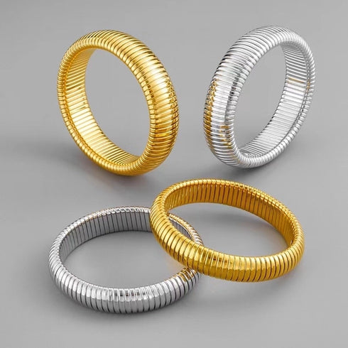 Solid color titanium steel plating gold plated bangle