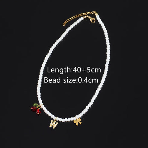 Elegant Classic Style Letter Cherry Artificial Pearl Necklaces Wholesale