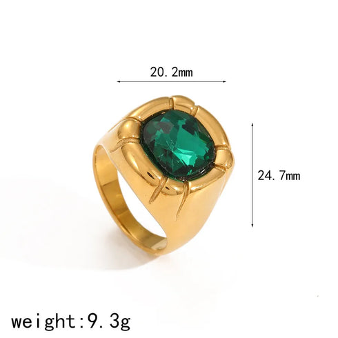 Elegant Stainless Steel Ring With Diamond And Zircon For Women Non-Fading Luxury Style Geometric Pattern Gold Plated Craft