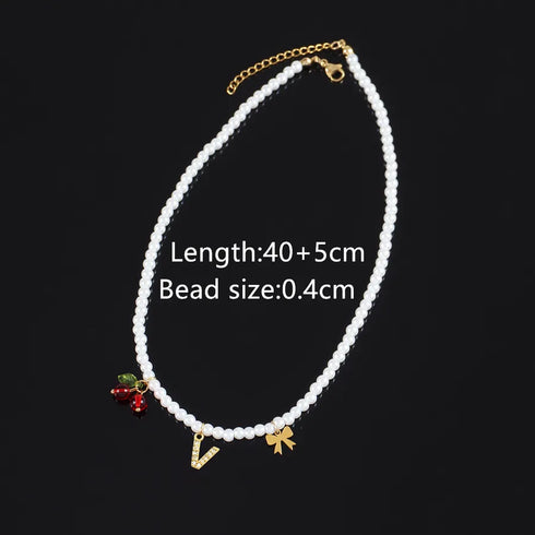 Elegant Classic Style Letter Cherry Artificial Pearl Necklaces Wholesale