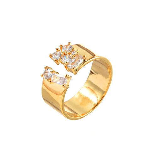 Elegant Versatile Fashionable Commute Zircon Embedded Open Ring Women's Personality Light Luxury High-End Simple Hand Jewelry