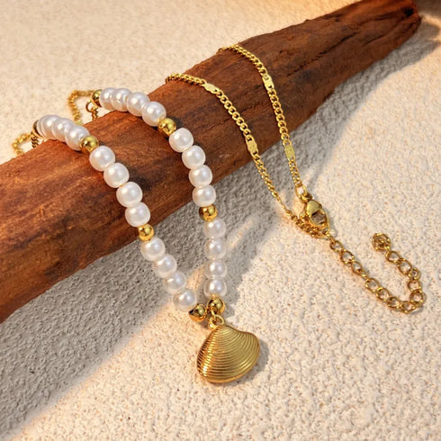 Pearl Retro Vacation Classic Style Tortoise Sun Scallop Necklaces