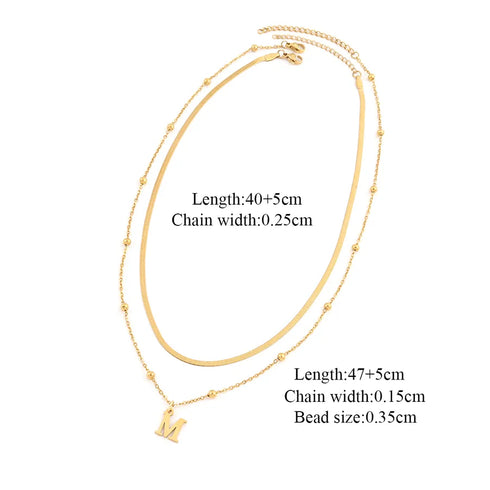 Casual Style Letter Stainless Steel Pendant Necklace with ball chain snake chain